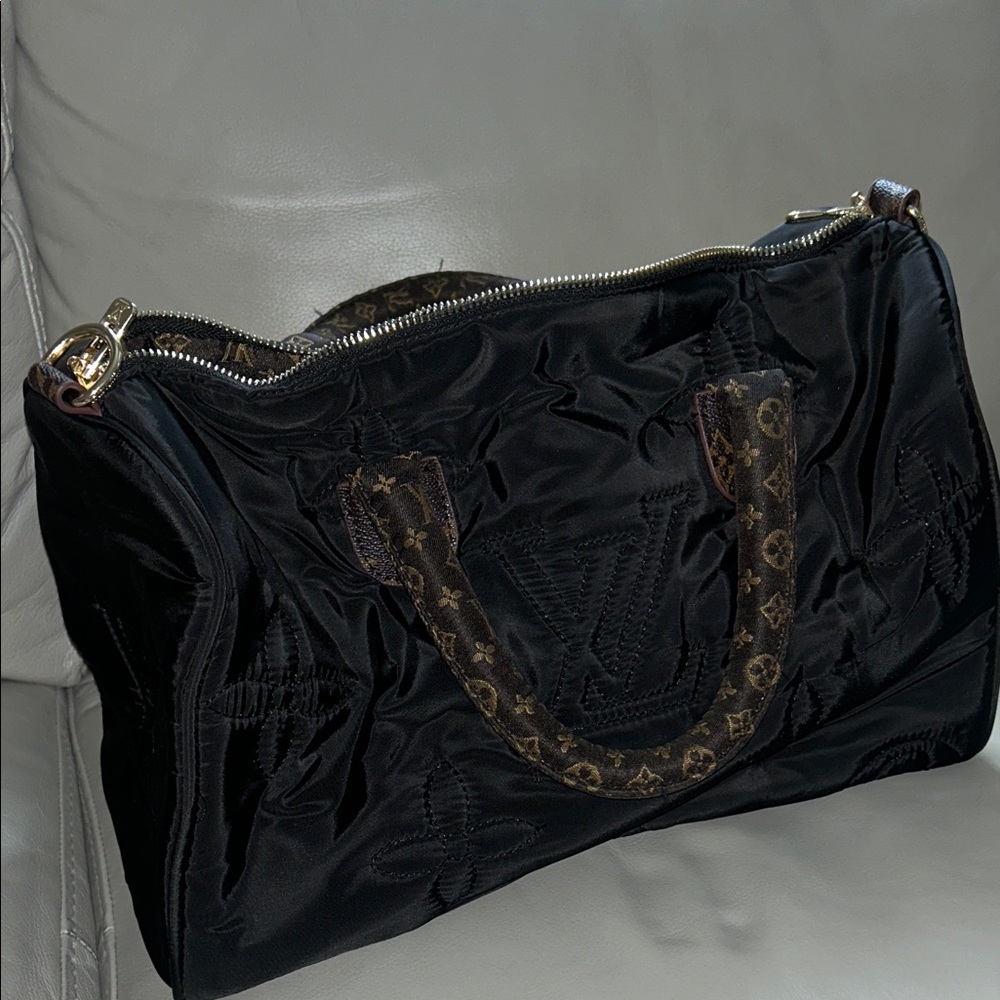 Black and brown speedy bag